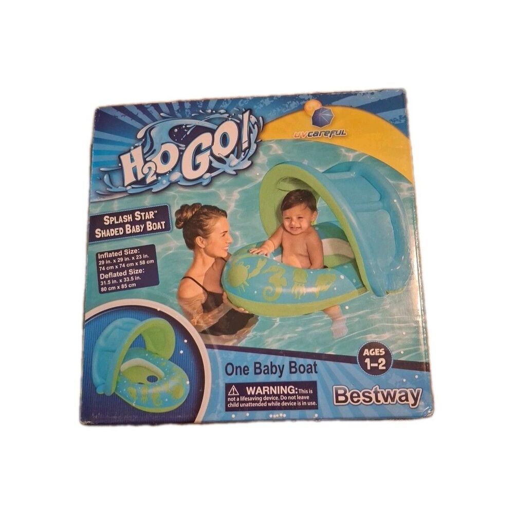 H2O To Go Splash Star Shaded Baby Boat See Pics For Size, Ages 1 To 2 Years Old